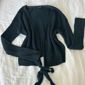 Cotton candy black knit tie cardigan